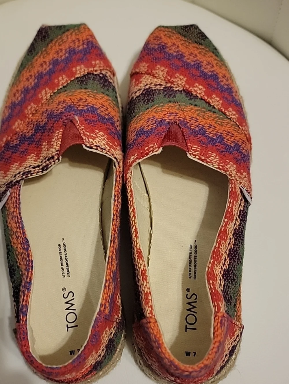TOMS Women's Multicolor Knit Slip-On Espadrilles - Orange, Purple, Green, Red